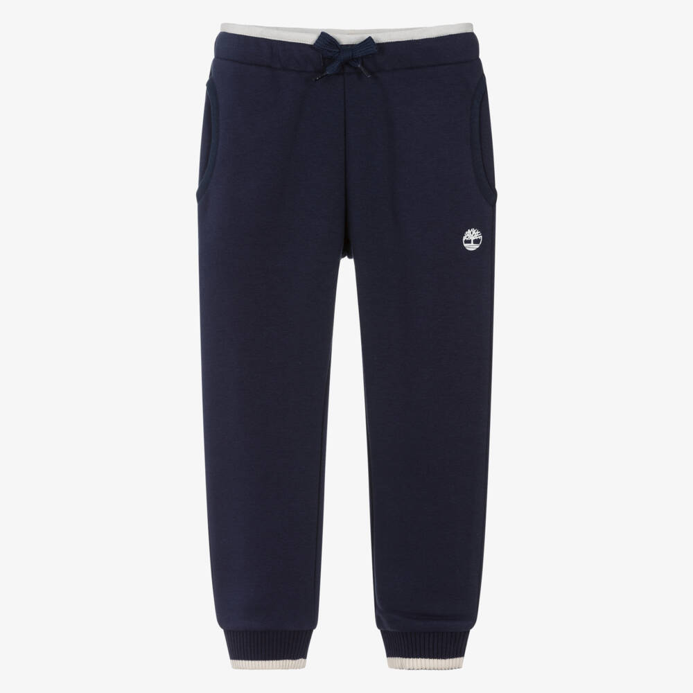 Timberland-Boys Navy Blue Cotton Joggers with Striped Cuffs | Childrensalon Outlet