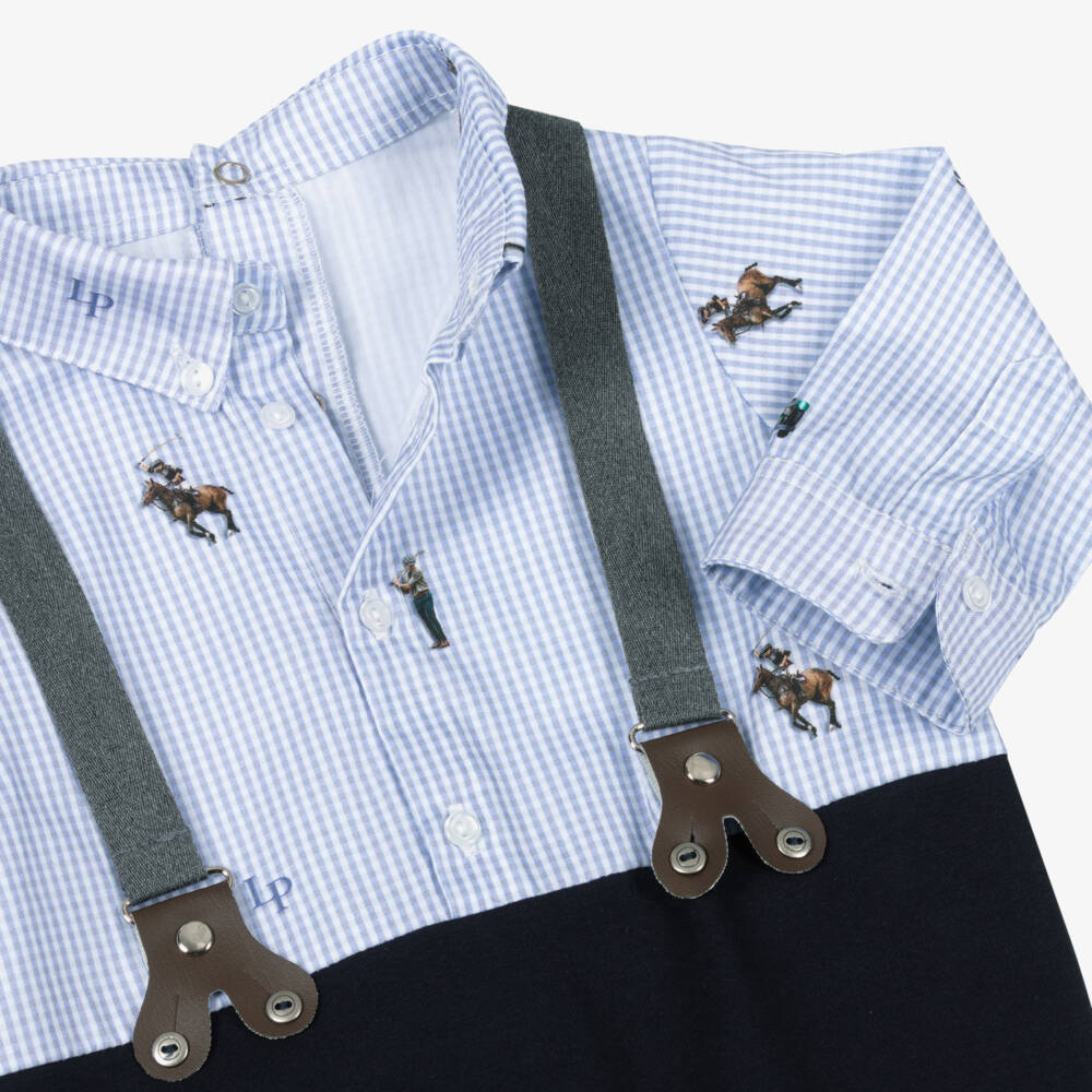 Lapin House-Boys Navy Blue Cotton Layered Look Babygrow | Childrensalon Outlet