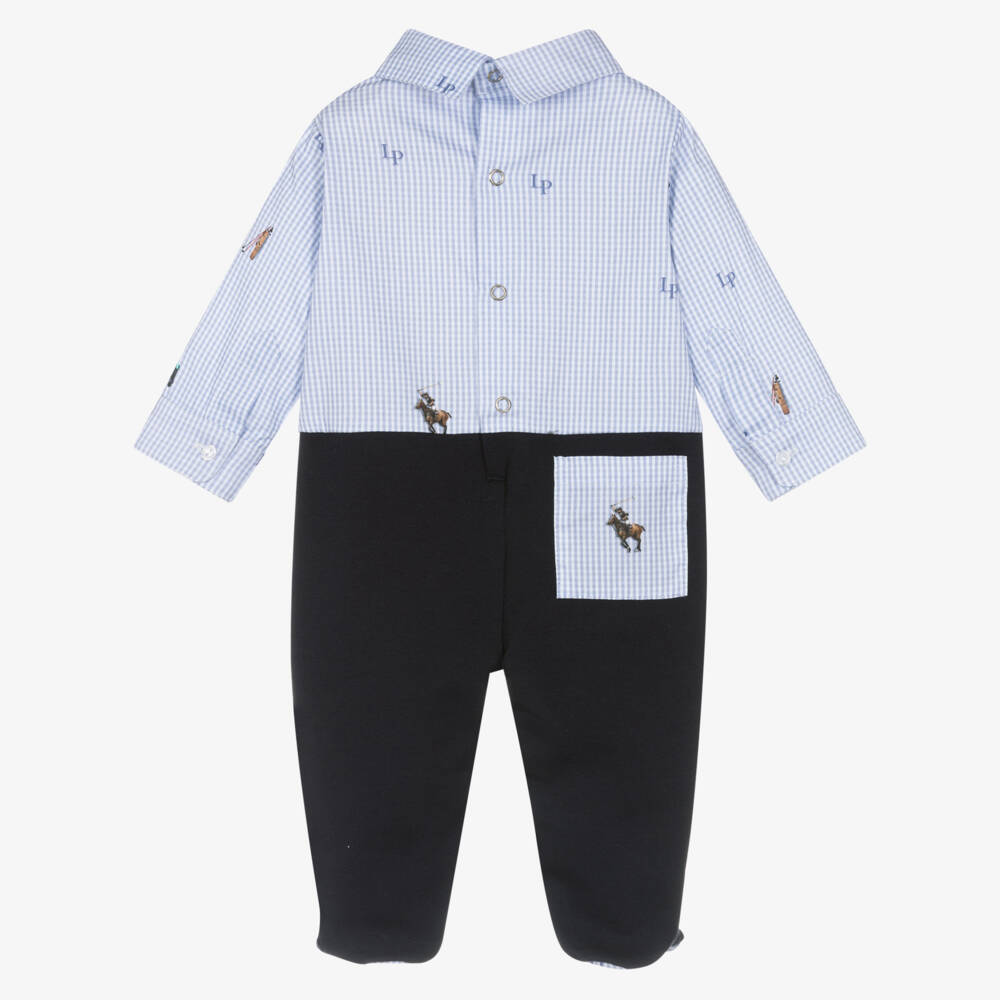 Lapin House-Boys Navy Blue Cotton Layered Look Babygrow | Childrensalon Outlet