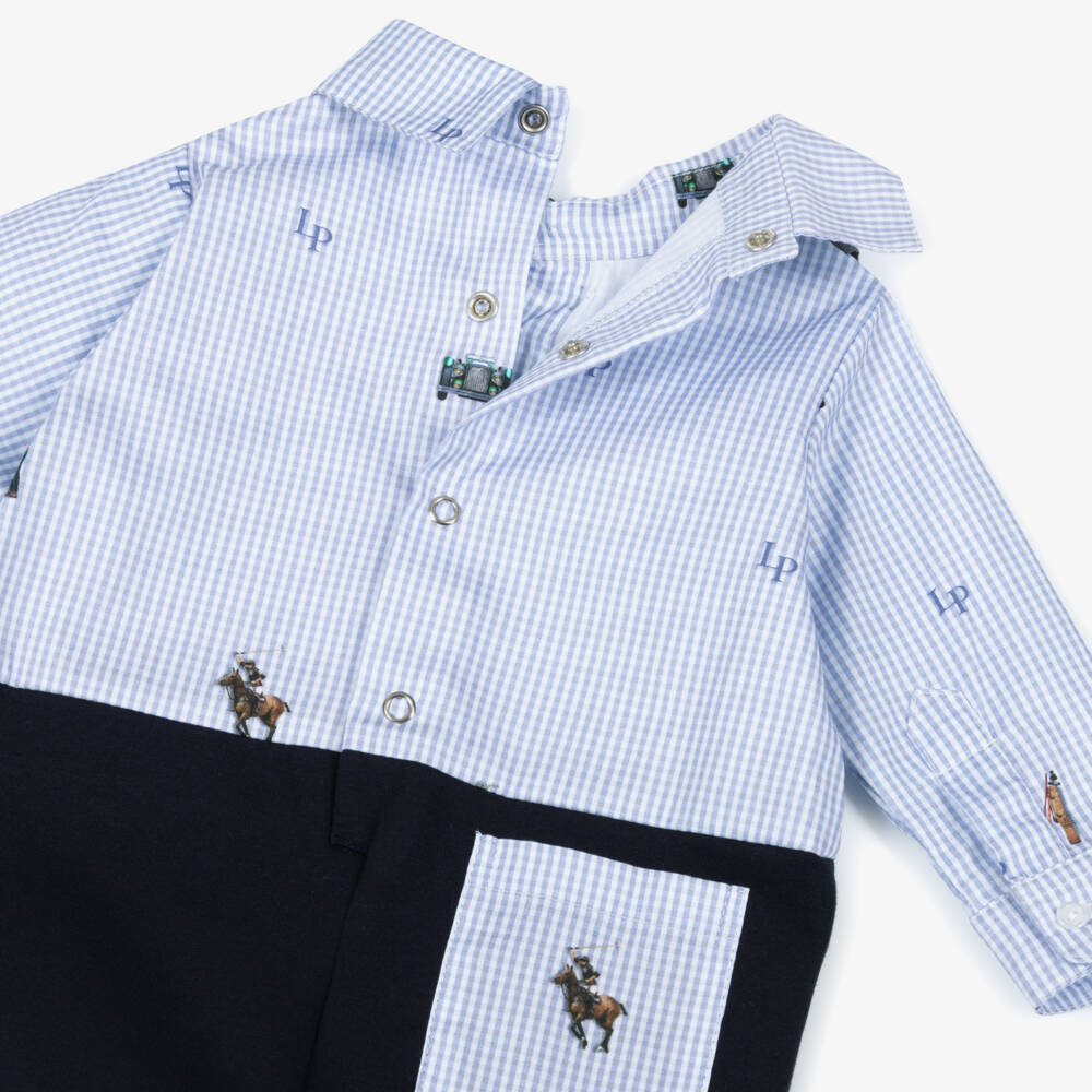 Lapin House-Boys Navy Blue Cotton Layered Look Babygrow | Childrensalon Outlet