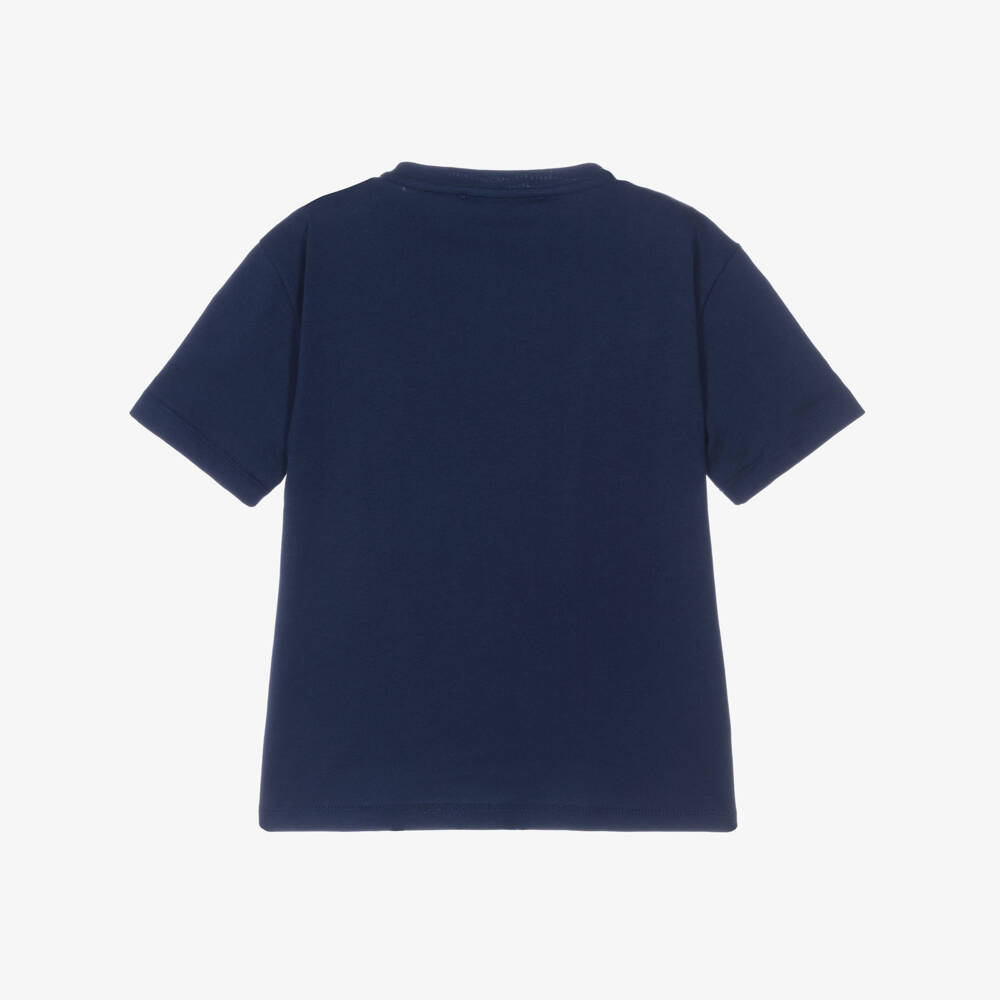 Roberto Cavalli-Boys Navy Blue Cotton Monogram Logo T-Shirt | Childrensalon Outlet