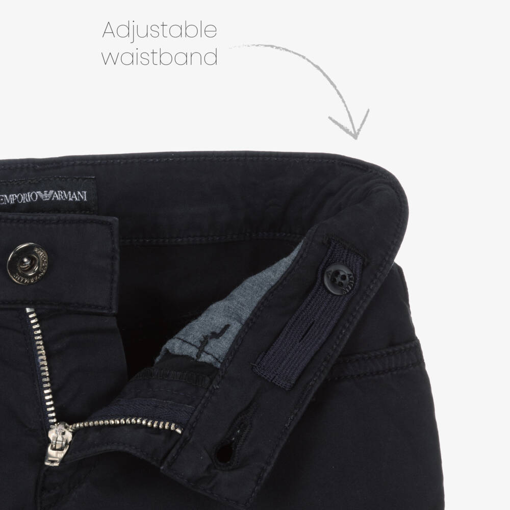 Emporio Armani-Boys Navy Blue Cotton Shorts | Childrensalon Outlet