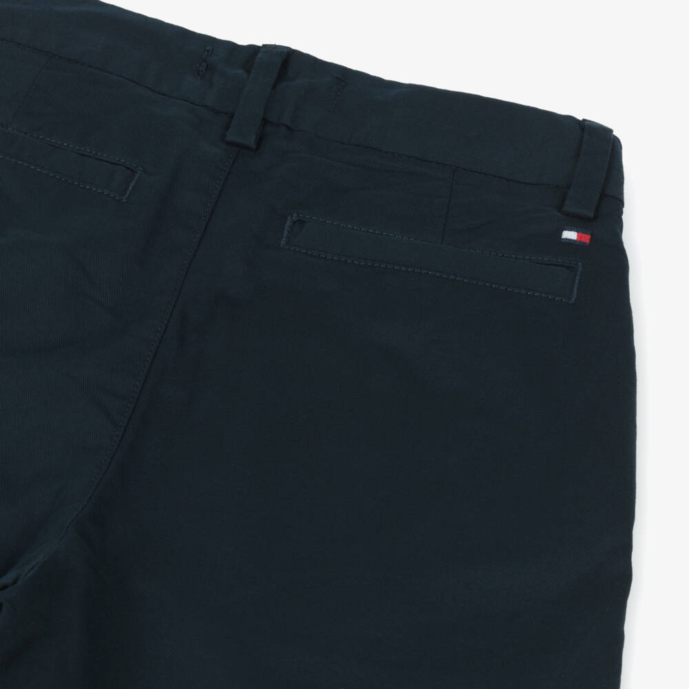 Tommy Hilfiger-Boys Navy Blue Cotton Straight Fit Chinos | Childrensalon Outlet