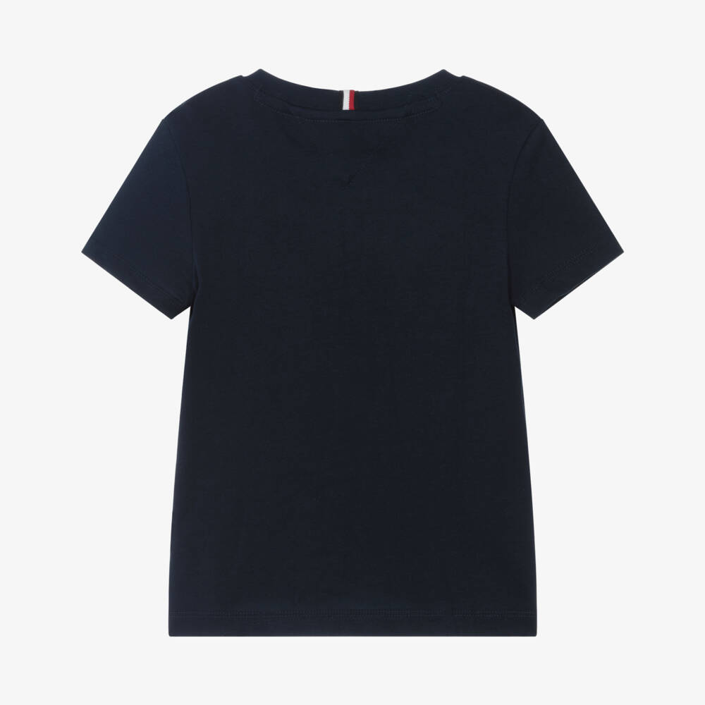 Tommy Hilfiger-Boys Navy Blue Cotton T-Shirt with Tommy Flag Logo | Childrensalon Outlet