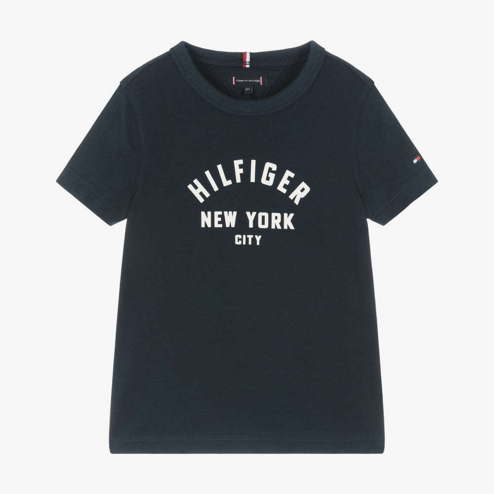 Tommy Hilfiger-تيشيرت قطني أزرق للأولاد بشعار | Childrensalon Outlet