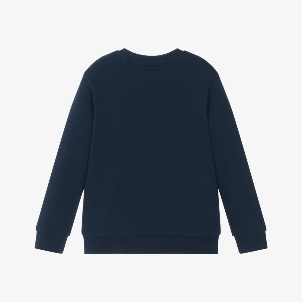 Guess-Boys Navy Blue Cotton Teddy Bear Logo Sweatshirt | Childrensalon Outlet