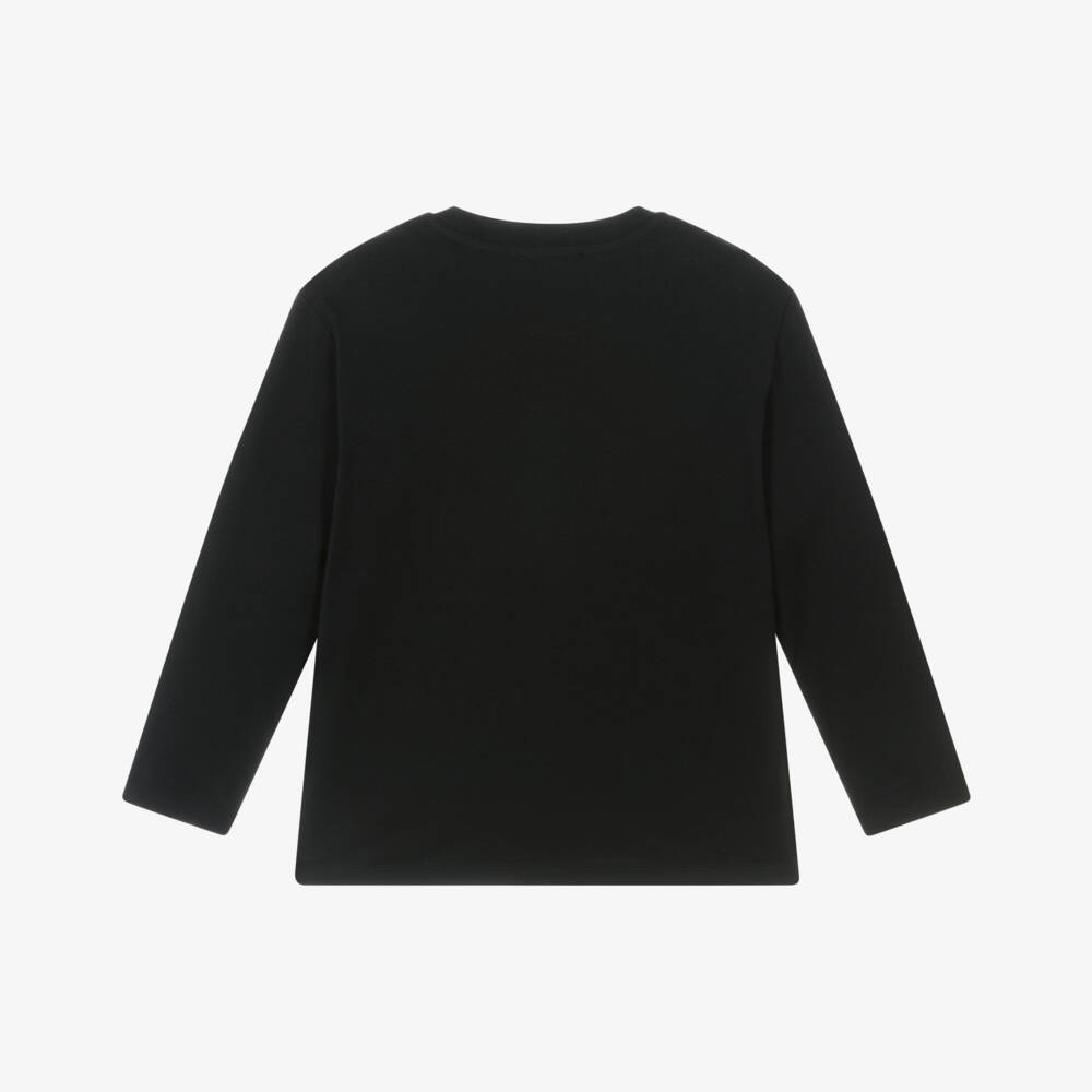 Emporio Armani-Boys Navy Blue Cotton Top with Flocked Eagle Logo | Childrensalon Outlet