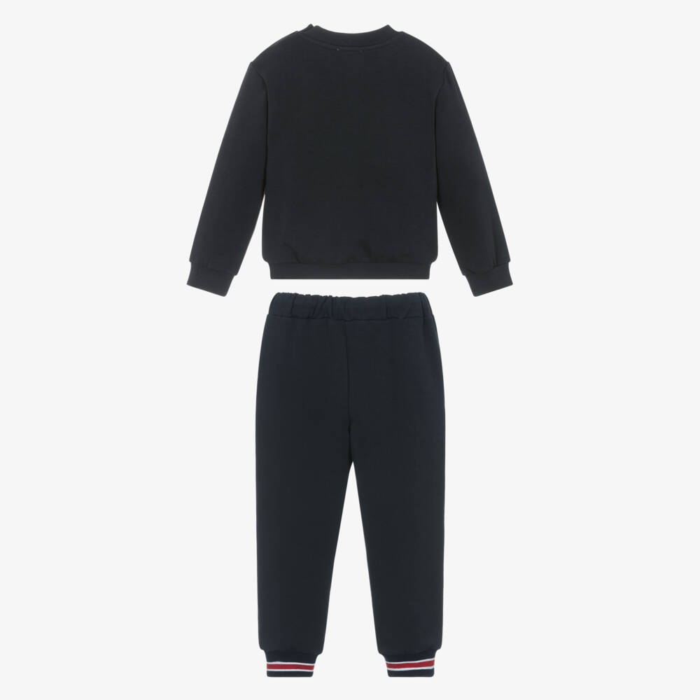 Patachou-Boys Navy Blue Cotton Tracksuit with Embroidered Horse | Childrensalon Outlet