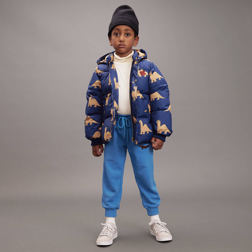Mini Rodini-Boys Navy Blue Dinosaur Print Puffer Jacket | Childrensalon Outlet