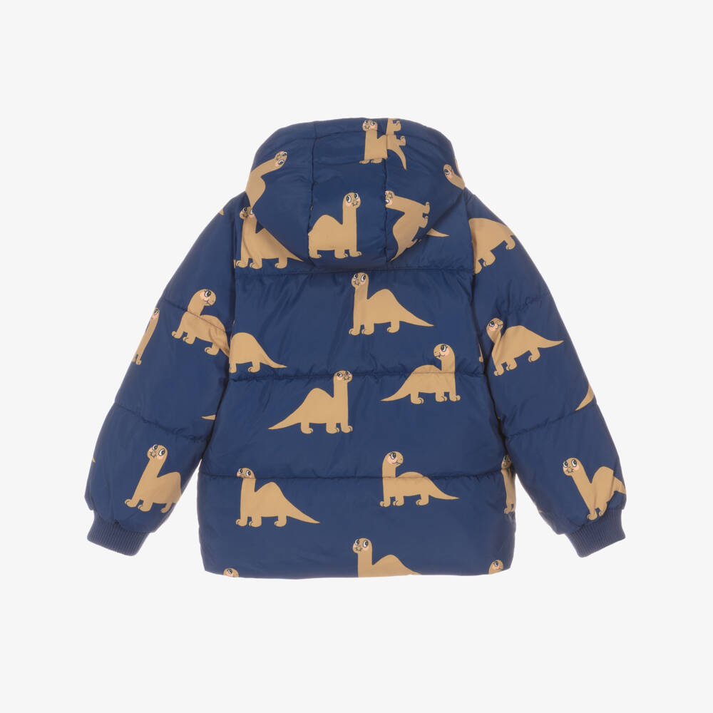 Mini Rodini-Boys Navy Blue Dinosaur Print Puffer Jacket | Childrensalon Outlet