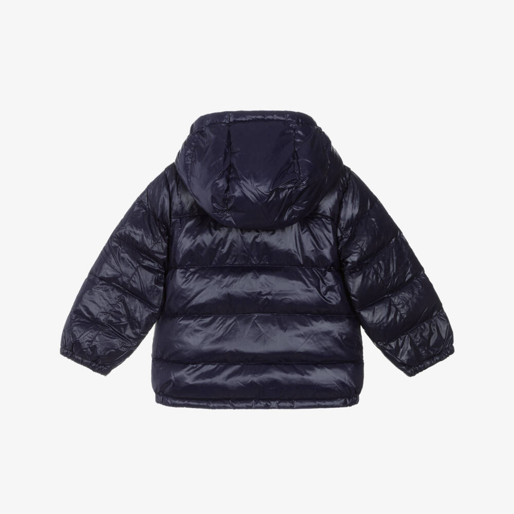 Ralph Lauren-Boys Navy Blue Down Puffer Jacket with Detachable Hood | Childrensalon Outlet