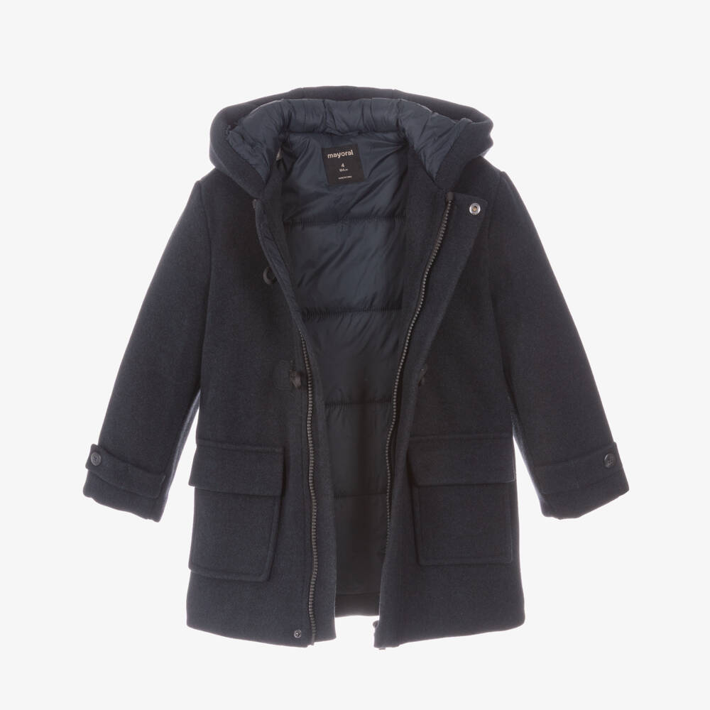Mayoral-Boys Navy Blue Duffle Coat | Childrensalon Outlet