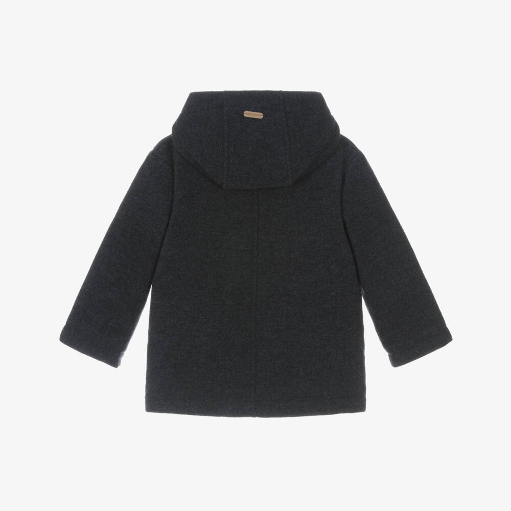 Laranjinha-Boys Navy Blue Felted Wool Duffle Coat | Childrensalon Outlet