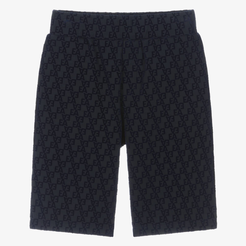 Emporio Armani-Шорты синие с флокированным логотипом для мальчиков | Childrensalon Outlet