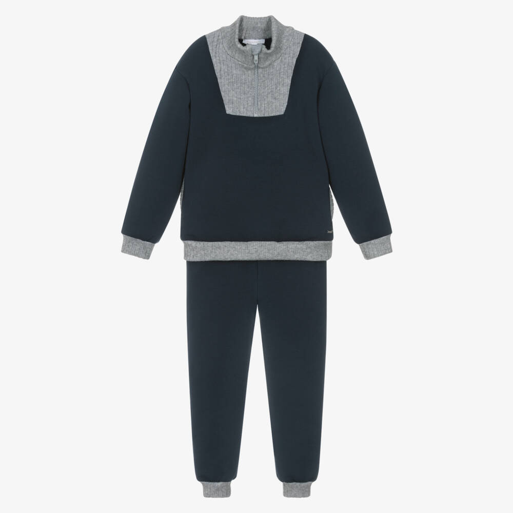 Patachou-Уютный синий спортивный костюм на молнии для мальчиков | Childrensalon Outlet