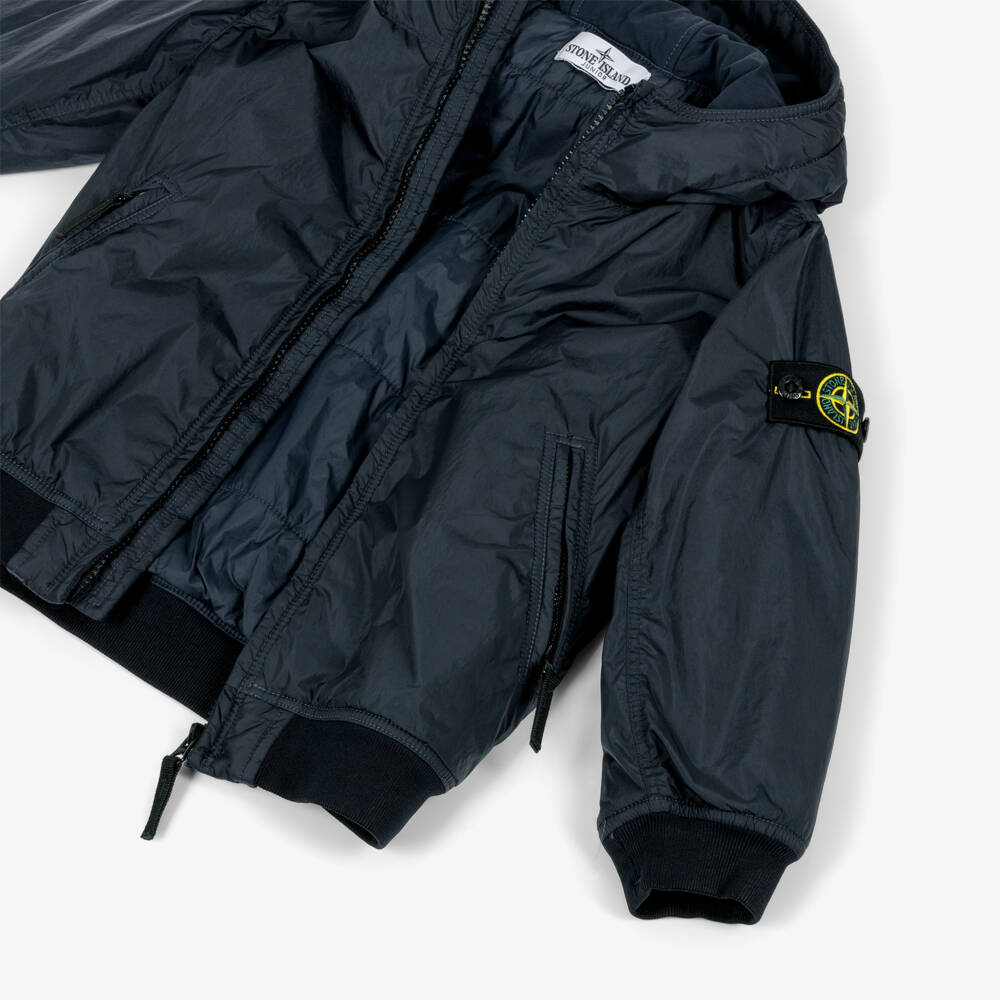 Stone Island Junior-Boys Navy Blue Hooded Jacket with Logo Badge | Childrensalon Outlet