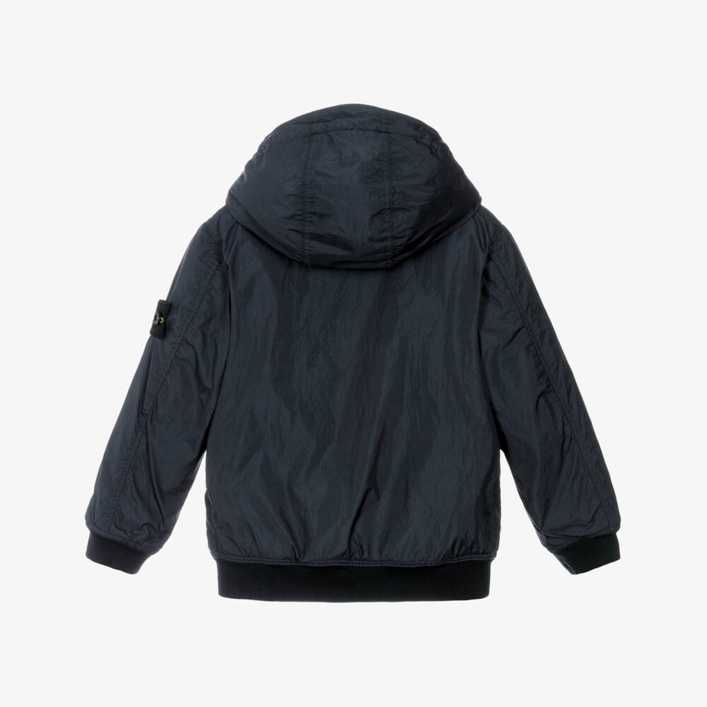 Stone Island Junior-Boys Navy Blue Hooded Jacket with Logo Badge | Childrensalon Outlet
