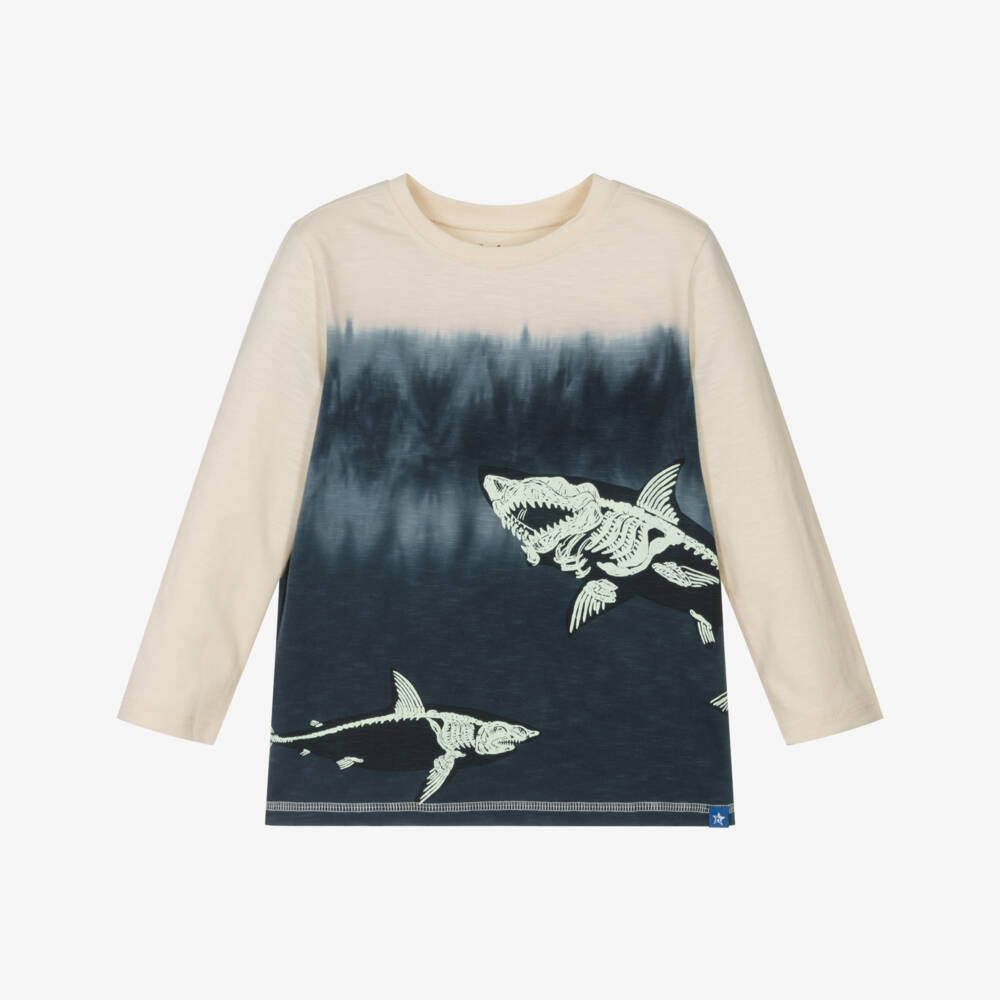 Hatley-Boys Navy Blue & Ivory Glow-In-The-Dark Shark Graphic Top | Childrensalon Outlet