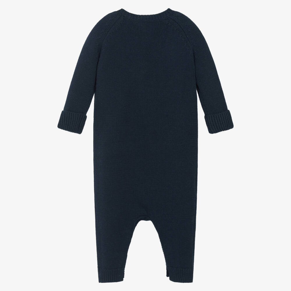 Ralph Lauren-Boys Navy Blue Knitted Cotton USA Flag Romper | Childrensalon Outlet