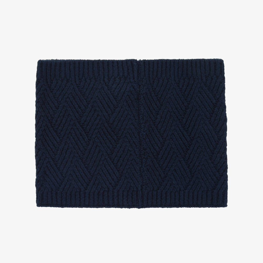 iDO-Boys Navy Blue Knitted Pom-Pom Hat & Snood Set | Childrensalon Outlet