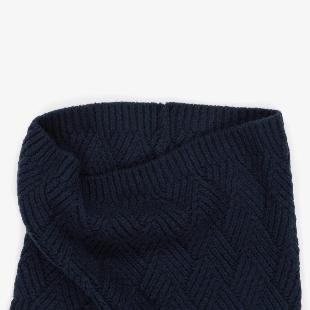 iDO-Boys Navy Blue Knitted Pom-Pom Hat & Snood Set | Childrensalon Outlet