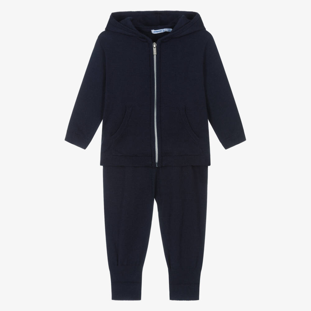 Mayoral-Boys Navy Blue Knitted Tracksuit | Childrensalon Outlet