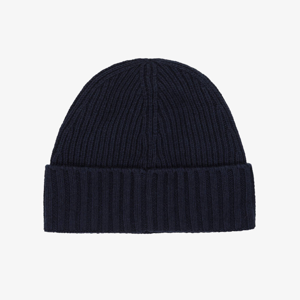 Stone Island Junior-Boys Navy Blue Knitted Wool Beanie Hat | Childrensalon Outlet