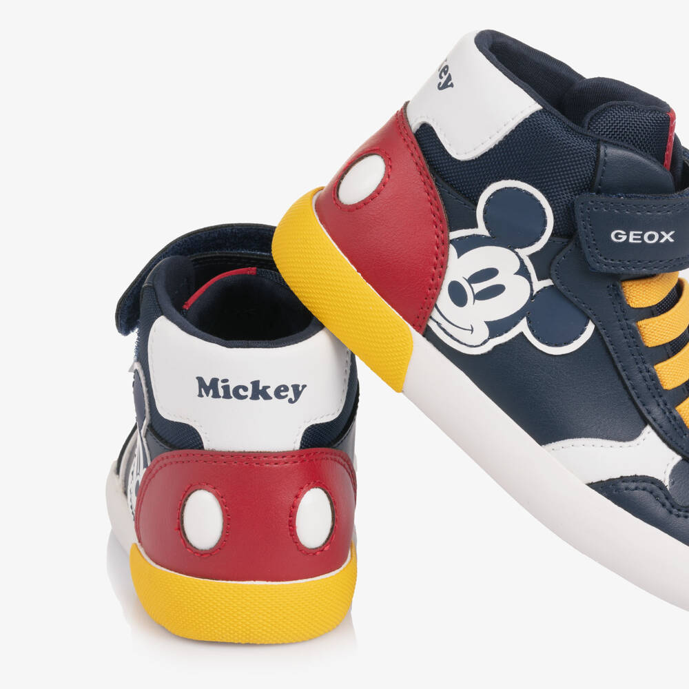 Geox-Boys Navy Blue Mickey Mouse High Top Trainers | Childrensalon Outlet