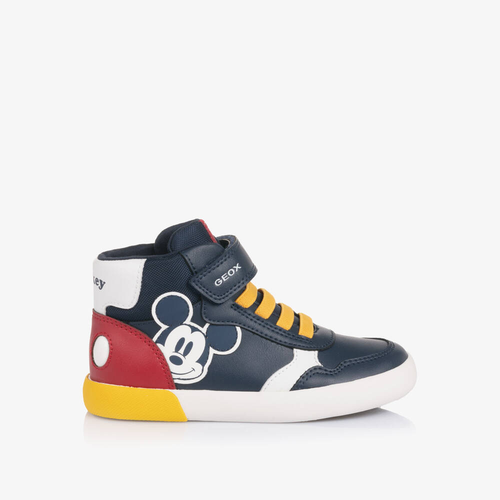 Geox-Boys Navy Blue Mickey Mouse High Top Trainers | Childrensalon Outlet