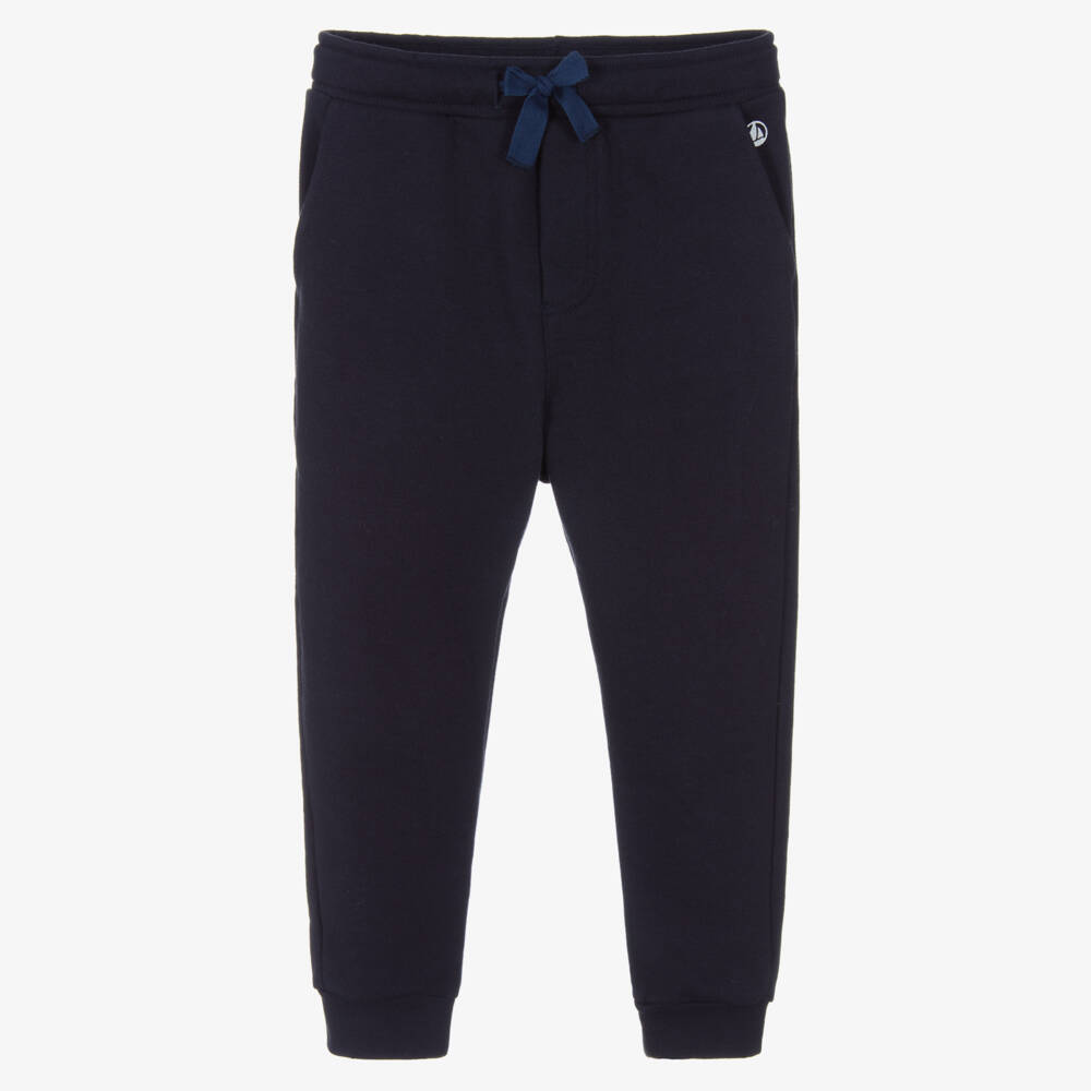 Petit Bateau-Boys Navy Blue Organic Cotton Joggers | Childrensalon Outlet