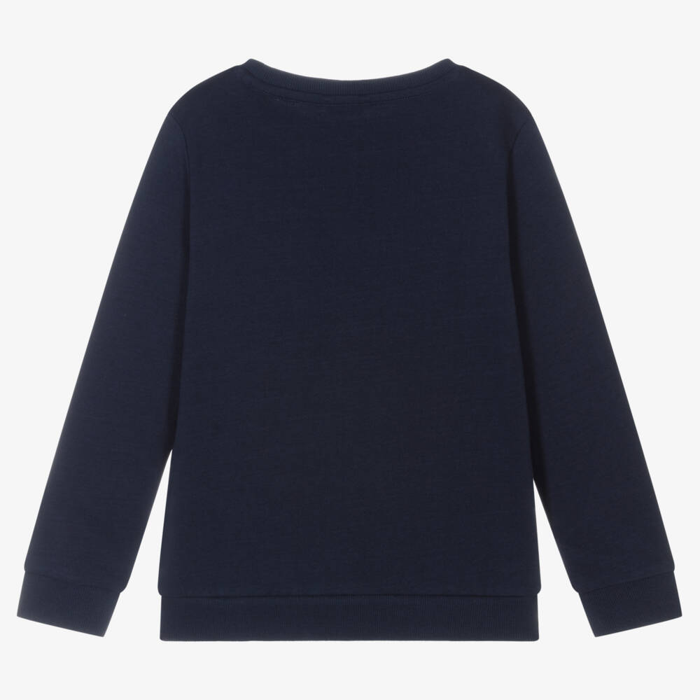 Guess-Boys Navy Blue Organic Cotton Sweatshirt | Childrensalon Outlet