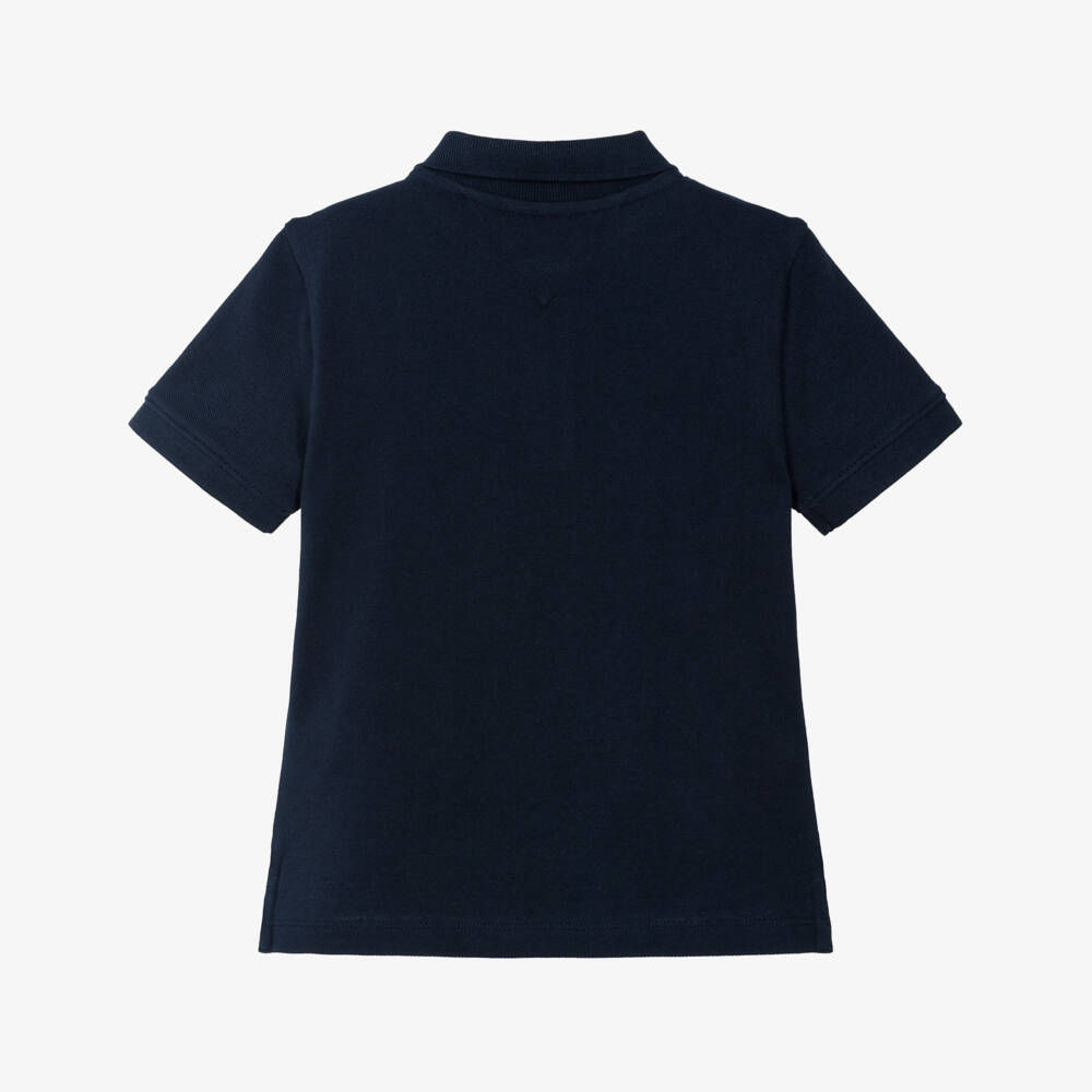 Tommy Hilfiger-Boys Navy Blue Piqué Polo Shirt with Signature Logo | Childrensalon Outlet