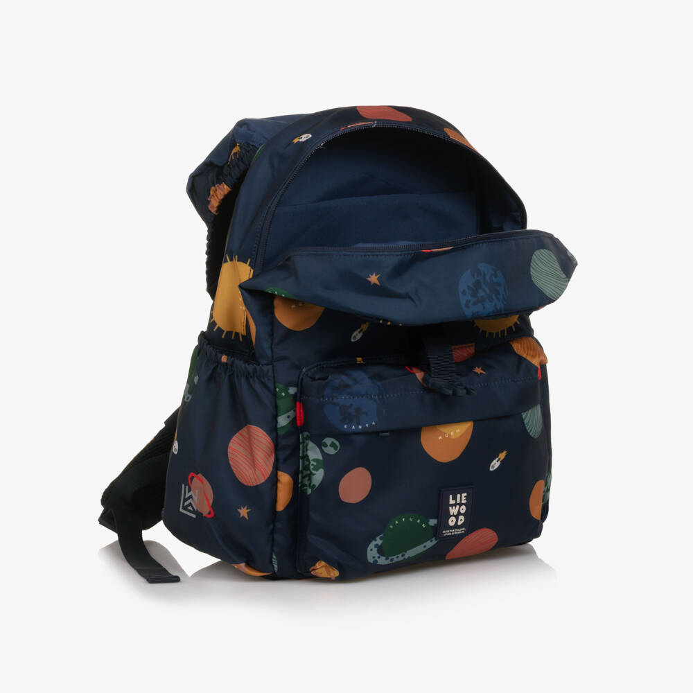 Liewood-Boys Navy Blue Planet Print Backpack (36cm) | Childrensalon Outlet