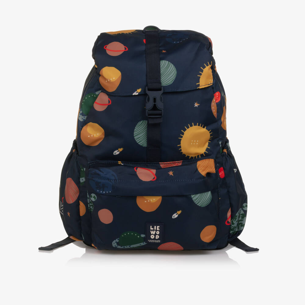 Liewood-Boys Navy Blue Planet Print Backpack (36cm) | Childrensalon Outlet