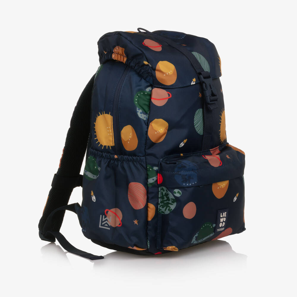 Liewood-Boys Navy Blue Planet Print Backpack (36cm) | Childrensalon Outlet