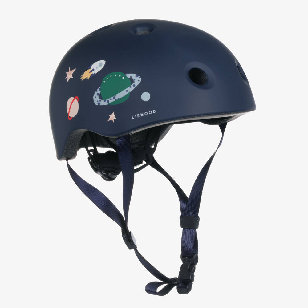 Liewood-Boys Navy Blue Planet Print Bike Helmet | Childrensalon Outlet