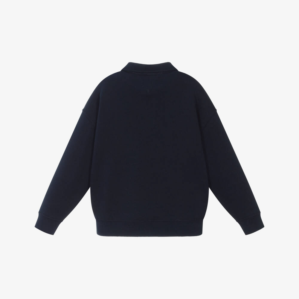 Tommy Hilfiger-Boys Navy Blue Polo Sweatshirt with Varsity Logo | Childrensalon Outlet