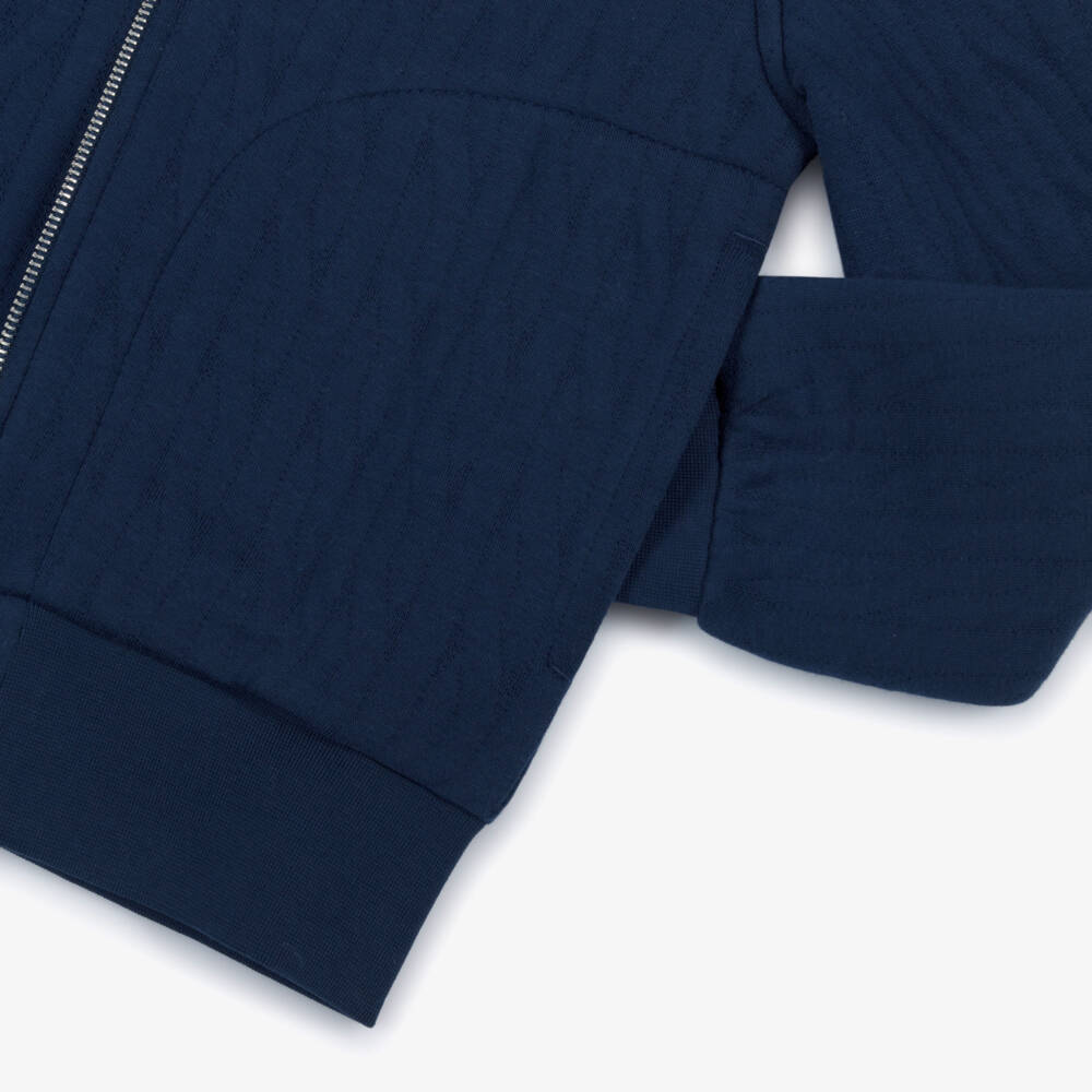 Ralph Lauren-Boys Navy Blue Quilted Cotton Jersey Zip-Up Top | Childrensalon Outlet