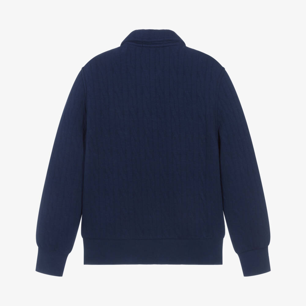 Ralph Lauren-Boys Navy Blue Quilted Cotton Jersey Zip-Up Top | Childrensalon Outlet