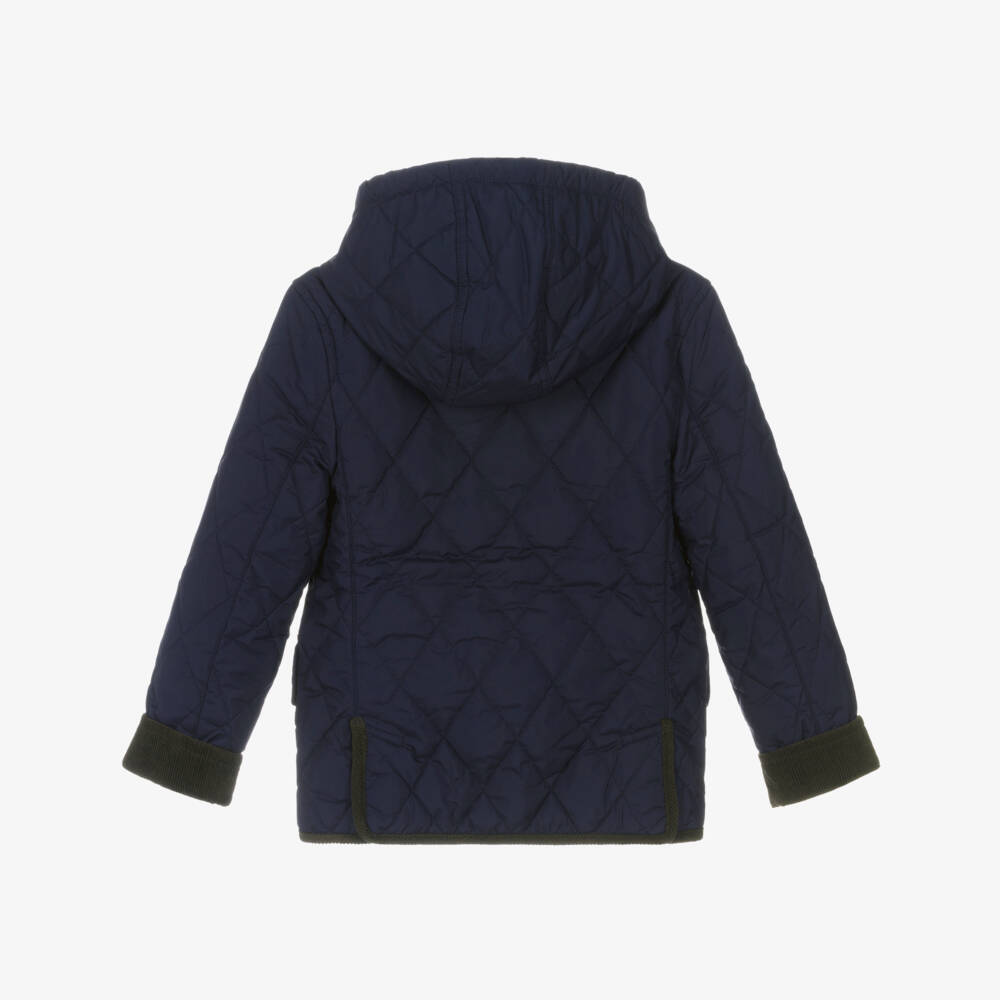 Ralph Lauren-Boys Navy Blue Quilted Jacket with Detachable Hood | Childrensalon Outlet