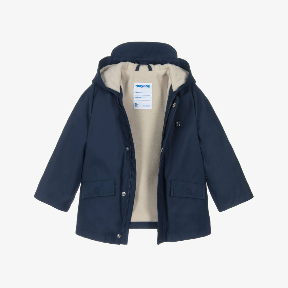 Mayoral-Boys Navy Blue Raincoat with Fleece Lining | Childrensalon Outlet