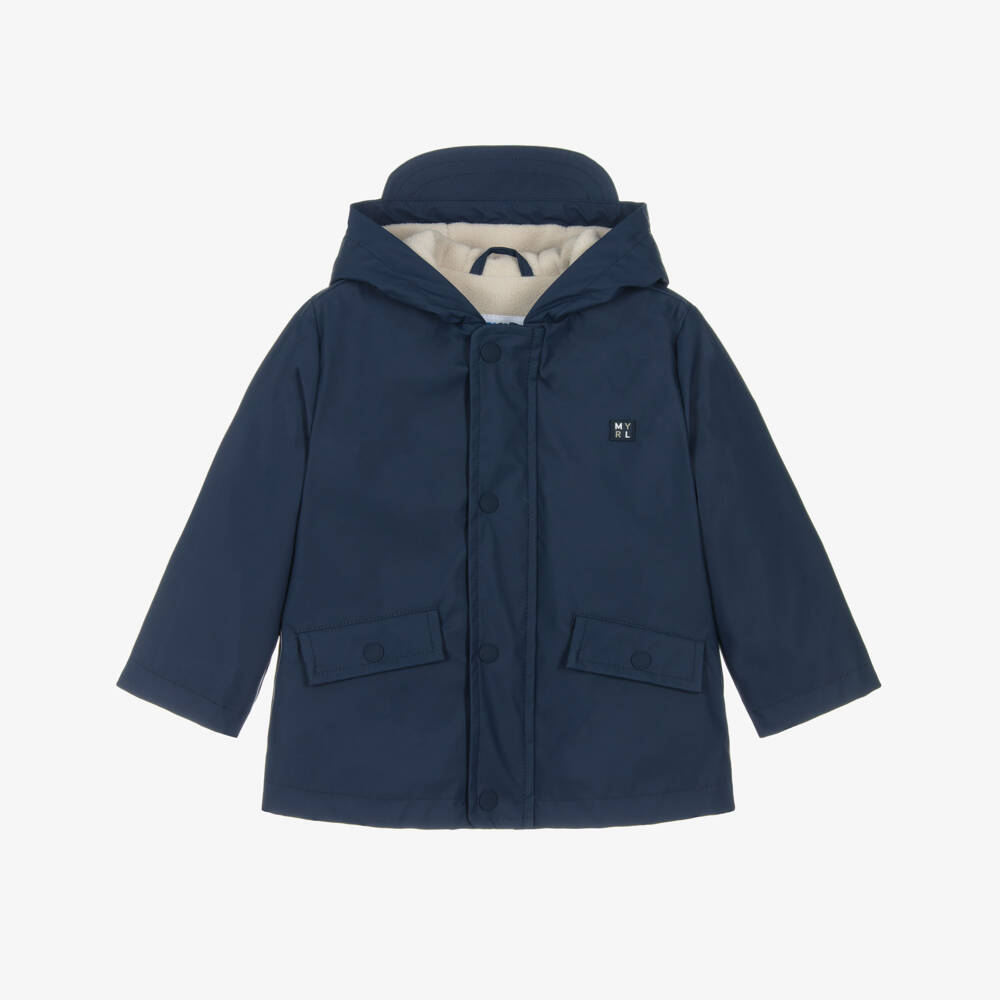 Mayoral-Boys Navy Blue Raincoat with Fleece Lining | Childrensalon Outlet