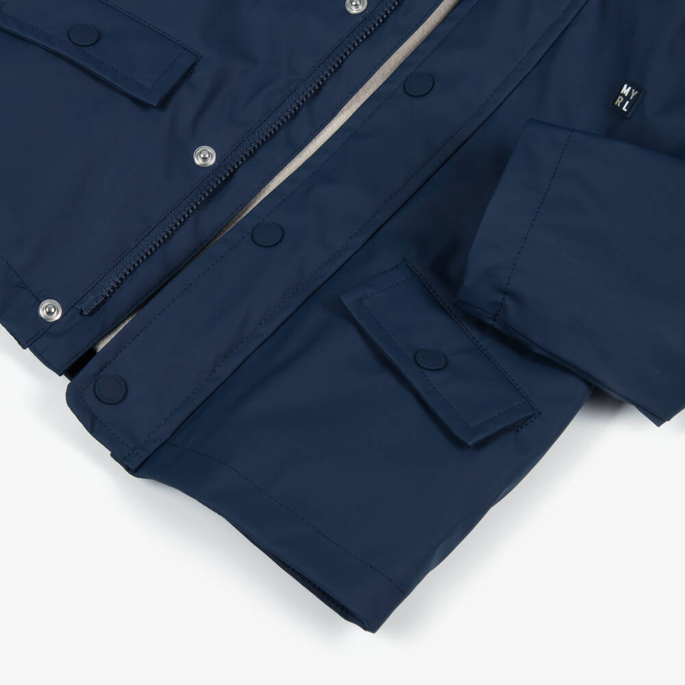 Mayoral-Boys Navy Blue Raincoat with Fleece Lining | Childrensalon Outlet