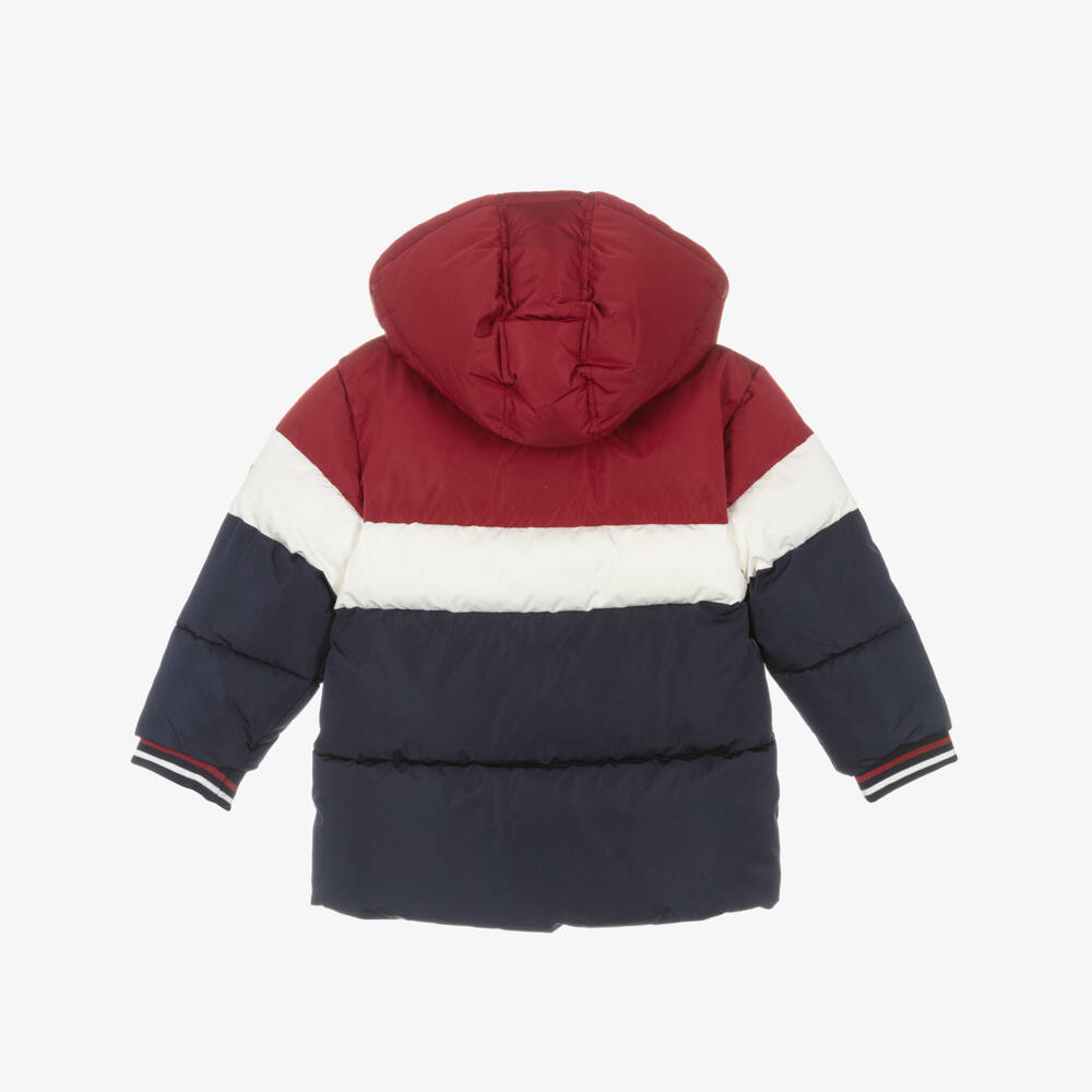 Petit Bateau-Boys Navy Blue & Red Colourblock Puffer Jacket | Childrensalon Outlet