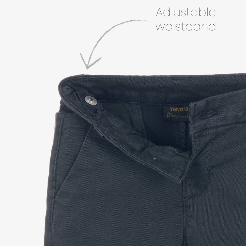 Mayoral-Boys Navy Blue Slim Fit Chino Trousers | Childrensalon Outlet