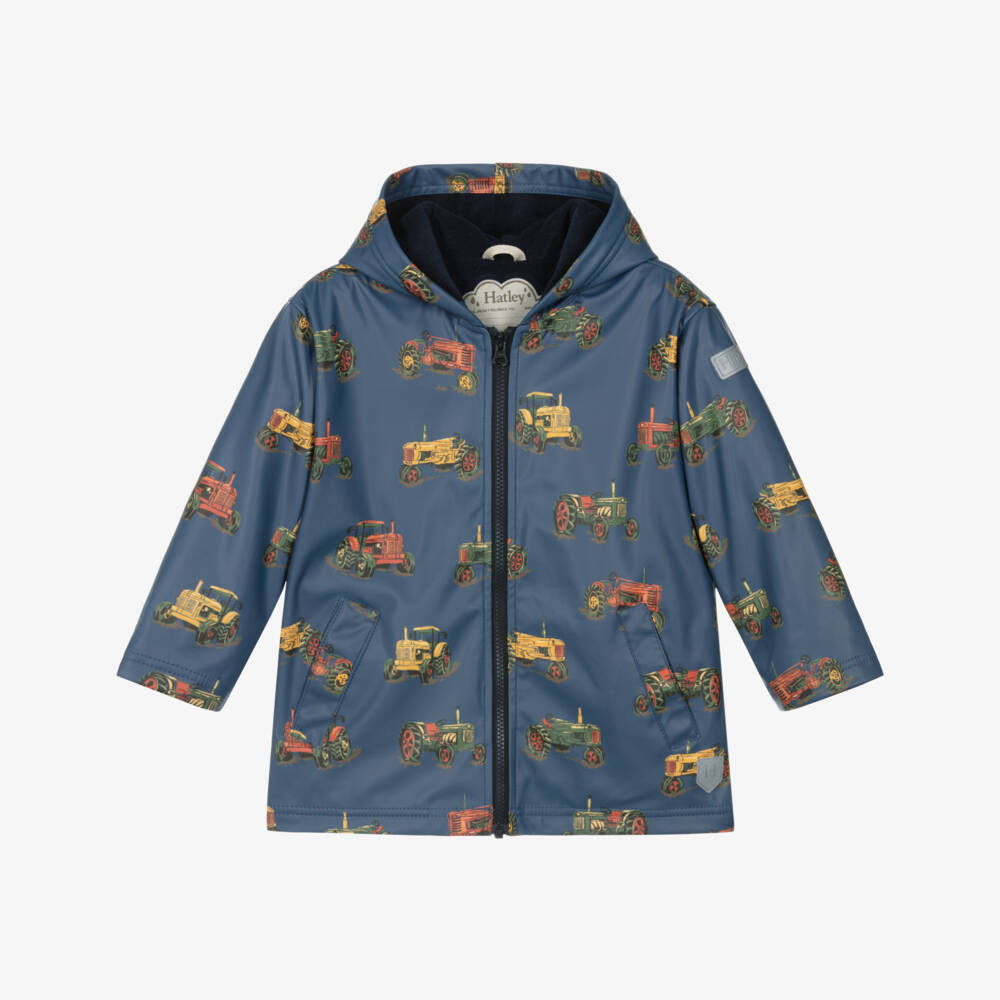 Hatley-Синий дождевик с капюшоном и трактором для мальчиков | Childrensalon Outlet