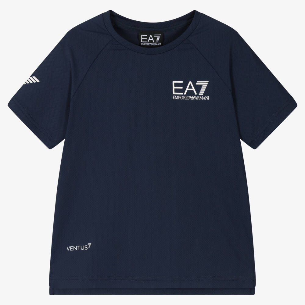 EA7 Emporio Armani-Boys Navy Blue Ventus7 Sports T-Shirt | Childrensalon Outlet