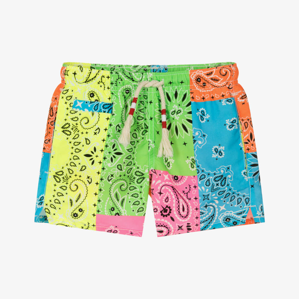 MC2 Saint Barth-Boys Neon Paisley Bandana Swim Shorts | Childrensalon Outlet