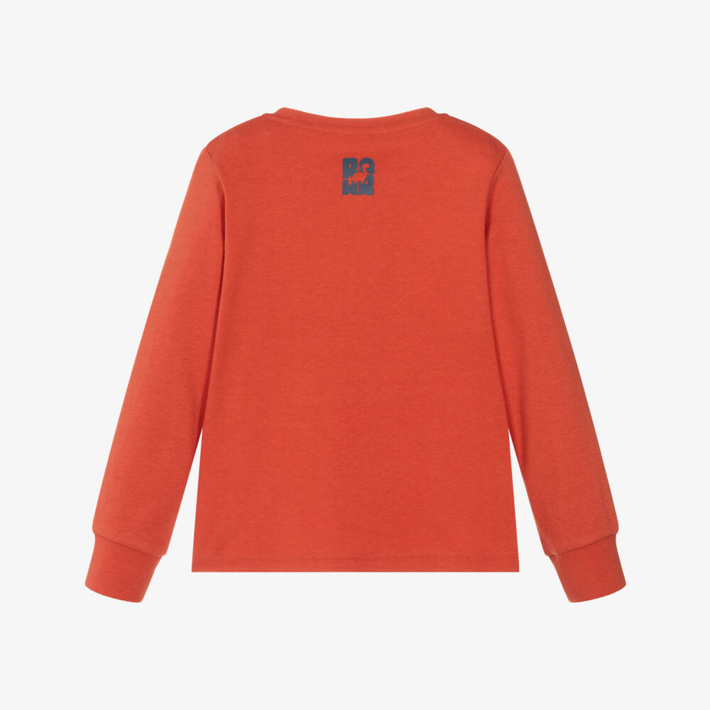 iDO-Boys Orange Cotton Bouclé Dinosaur Top | Childrensalon Outlet