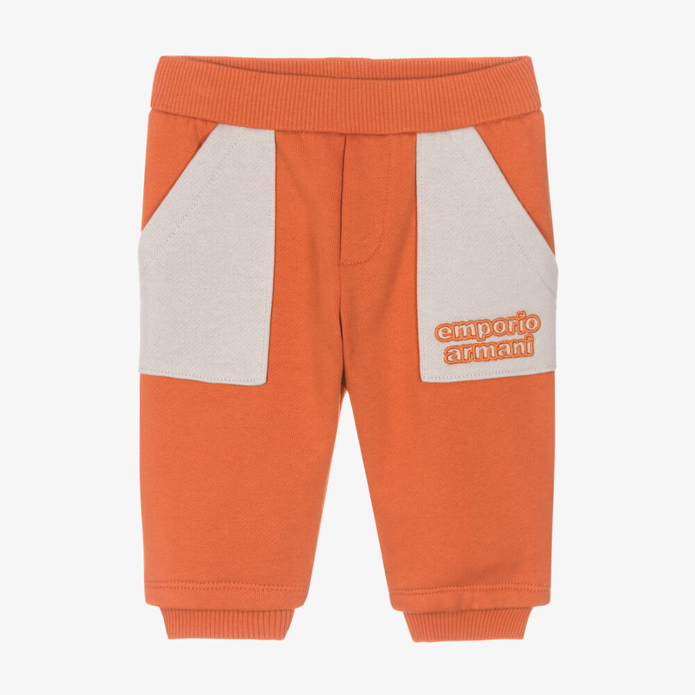 Emporio Armani-Уютные оранжевые хлопковые джоггеры для мальчиков | Childrensalon Outlet